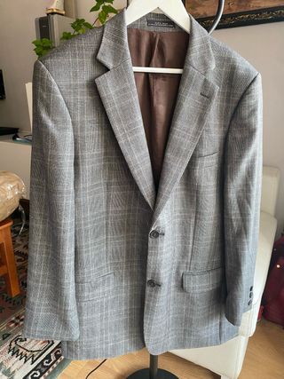 Chaqueta Zara Man Gris Cuadros Talla 54