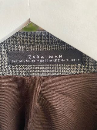 Chaqueta Zara Man Gris Cuadros Talla 54