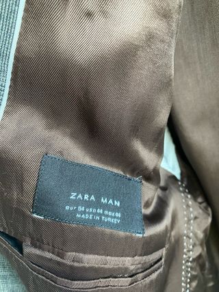 Chaqueta Zara Man Gris Cuadros Talla 54