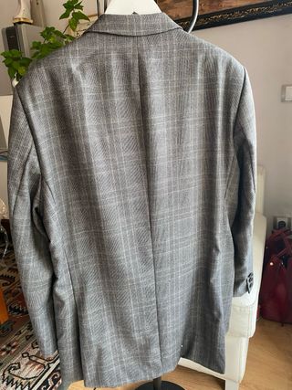 Chaqueta Zara Man Gris Cuadros Talla 54