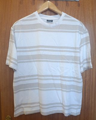 Camiseta Lefties Rayas Beige y Blanca Talla M