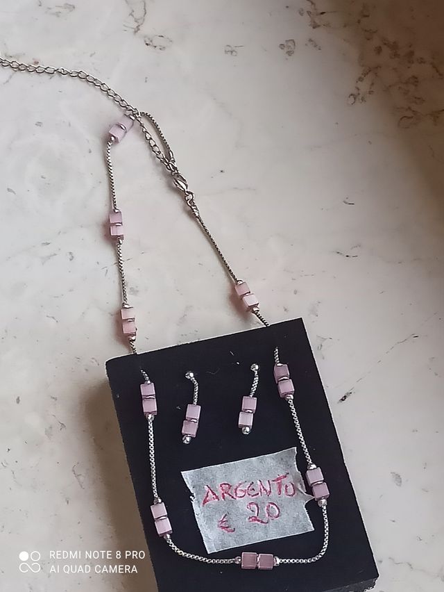 Parure Argento rosa e argento
