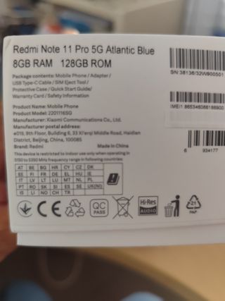 Xiaomi Redmi Note 11 Pro 5G 128GB Azul.
