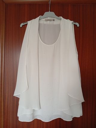 Blusa blanca perlas