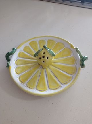 Piatto ceramica Vietri porta stuzzicadenti limone