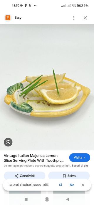 Piatto ceramica Vietri porta stuzzicadenti limone