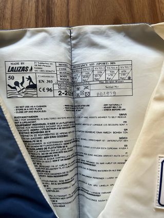 Chaleco Salvavidas Lalizas Talla 50