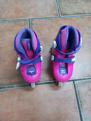 Patines infantiles Oxelo rosas y morados