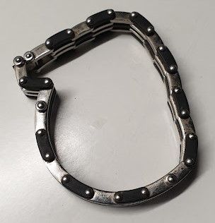 Pulsera eslabones hombre plata y negro