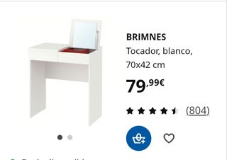 Tocador blanco con espejo y cajones