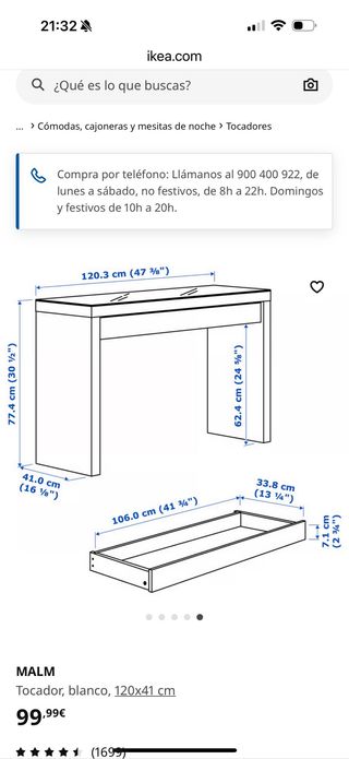 Tocador o escritorio , cajonera, espejo y silla 