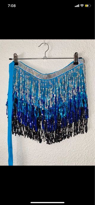Falda de lentejuelas azul y negro talla única