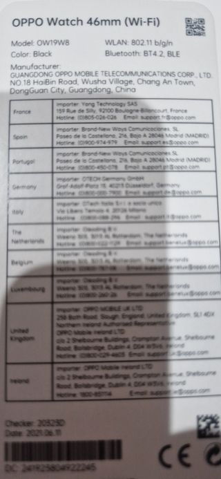 Reloj OPPO Watch 46mm Wifi Negro/Rojo