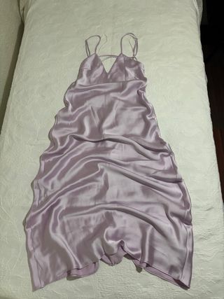 Vestido Midi Satén Lila