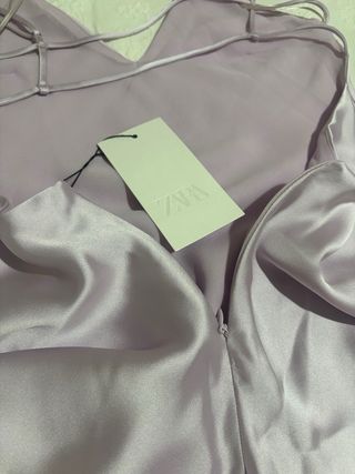 Vestido Midi Satén Lila
