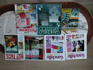 Libros: Ganchillo, Macramé y Punto de cruz.