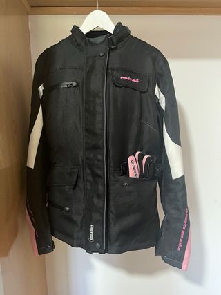 Conjunto Moto Mujer Negro y Rosa talla  xl 