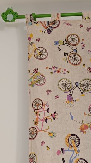 Cortinas infantiles con estampado de bicicletas