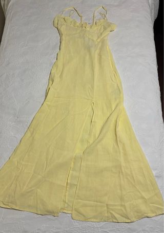 Vestido ZARA Midi Amarillo con Volante