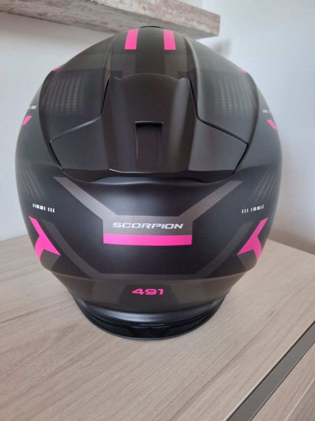 Casco Scorpion 491 Negro y Rosa