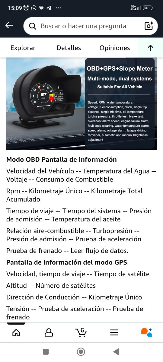 Pantalla Info Vehículo OBD II + GPS