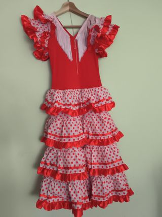 Traje Sevillana Rojo y Blanco T A partir 12 años.
