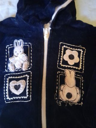 Felpa blu con coniglietti e cuori,12 mesi
