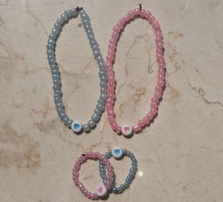 2 Pulseras y 2 Anillos Pareja Corazón
