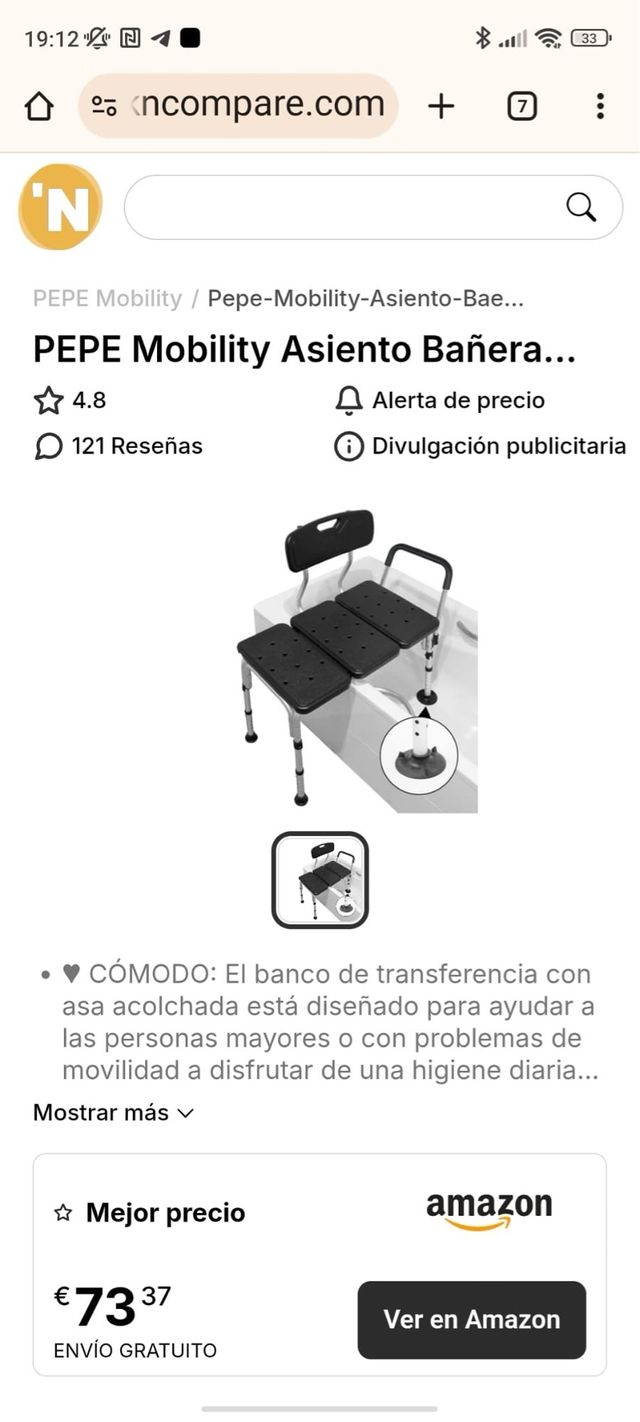 Asiento Bañera PEPE Mobility Movilidad Reducida