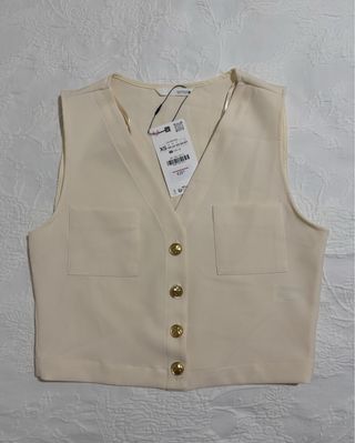 Chaleco Zara Beige Talla XS