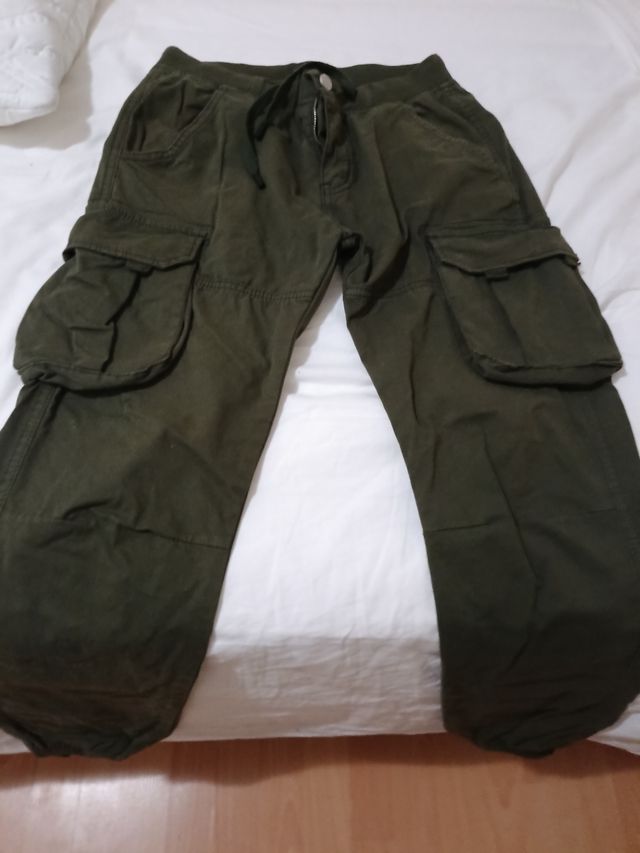 Pantalones Cargo Verde Militar Talla 38