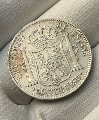 50 Céntimos de Peso 1885 Alfonso XII