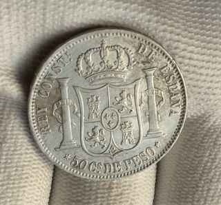 50 Céntimos de Peso 1885 Alfonso XII
