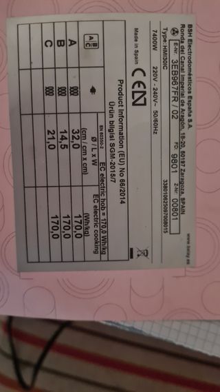 Placa Inducción Balay 3EB967FR 