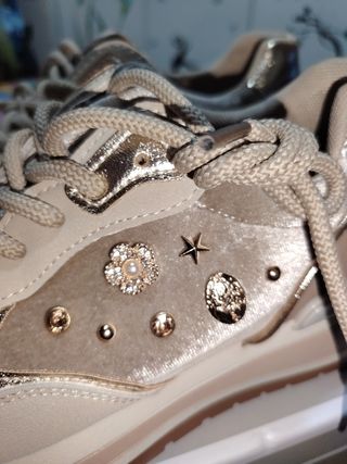 Sneakers Mix Feel Beige/Oro Eleganti Luminose
