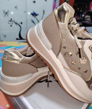 Sneakers Mix Feel Beige/Oro Eleganti Luminose