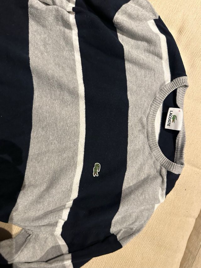 Jersey Lacoste Rayas Azul blanco