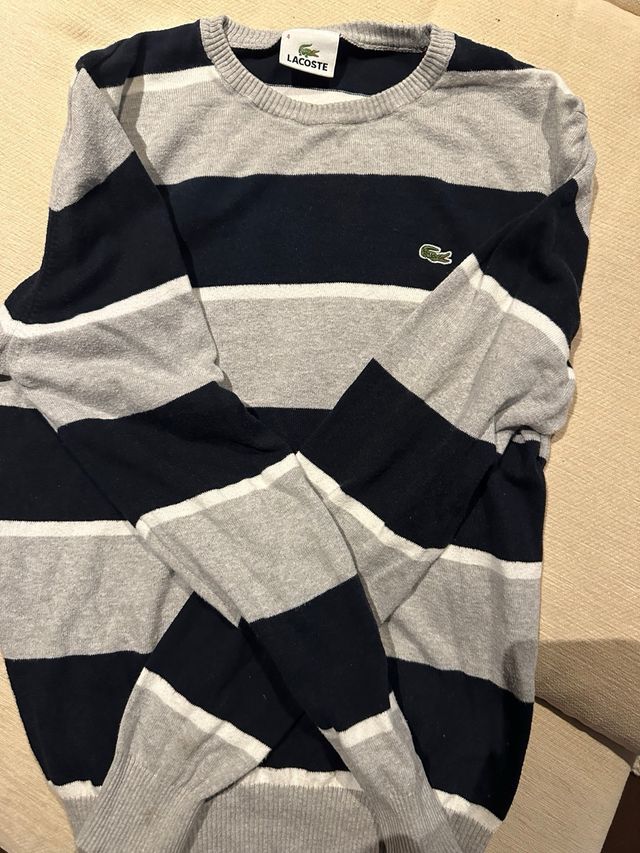 Jersey Lacoste Rayas Azul blanco