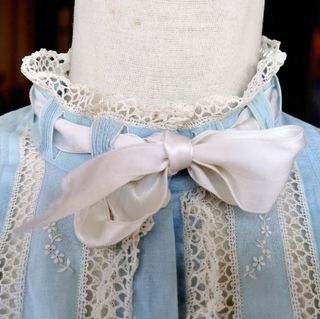 Camisón vintage azul de algodón mangas abullonadas