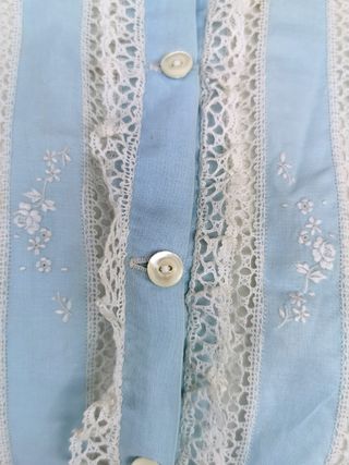 Camisón vintage azul de algodón mangas abullonadas