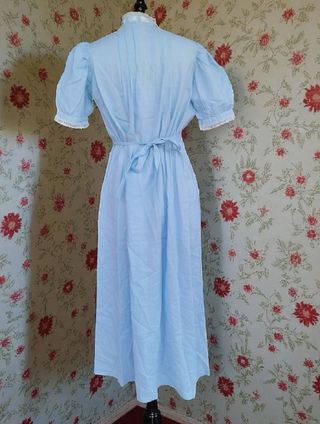 Camisón vintage azul de algodón mangas abullonadas