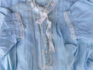 Camisón vintage azul de algodón mangas abullonadas