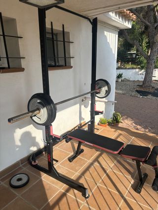 Pack Musculación: Banco discos rack y Barra
