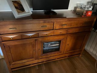 juego Vitrina y Aparador de Madera Maciza Salón