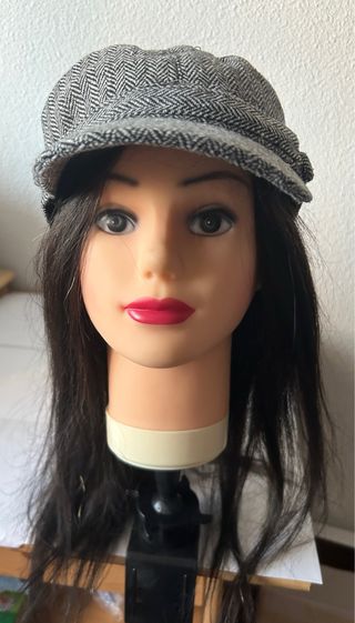 Boina de espiga gris y negra