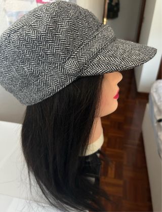 Boina de espiga gris y negra