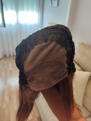 Peluca pelo natural castaño