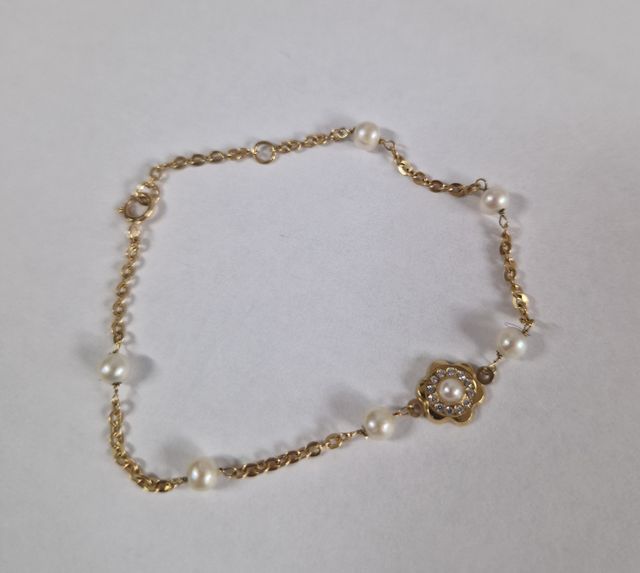 Pulsera oro 18k comunión perlas
