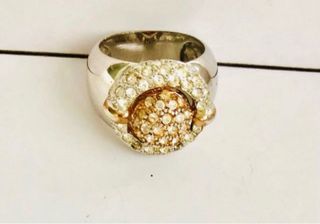 Anillo de oro y plata con circonitas