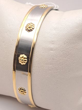 Pulsera Acero y Oro 18K con Flores